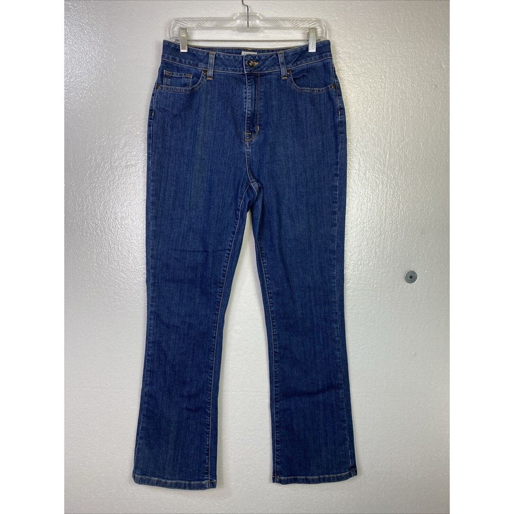 L.L. Bean Womens Stretch Jeans Sz 10 Classic Fit High rise Boot cut Cowgirl Blue